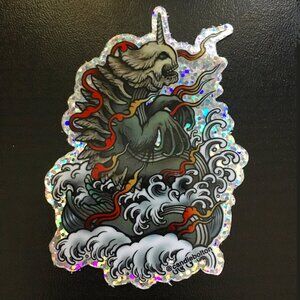 5/$25 Retro Tattoo-Style Bake-Kujira Holo Sticker